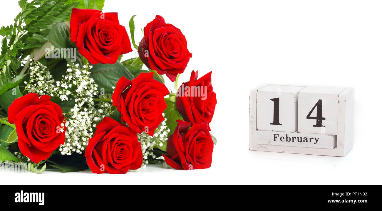 February 14th, red roses for Valentine's Day Stock Photo - Alamy