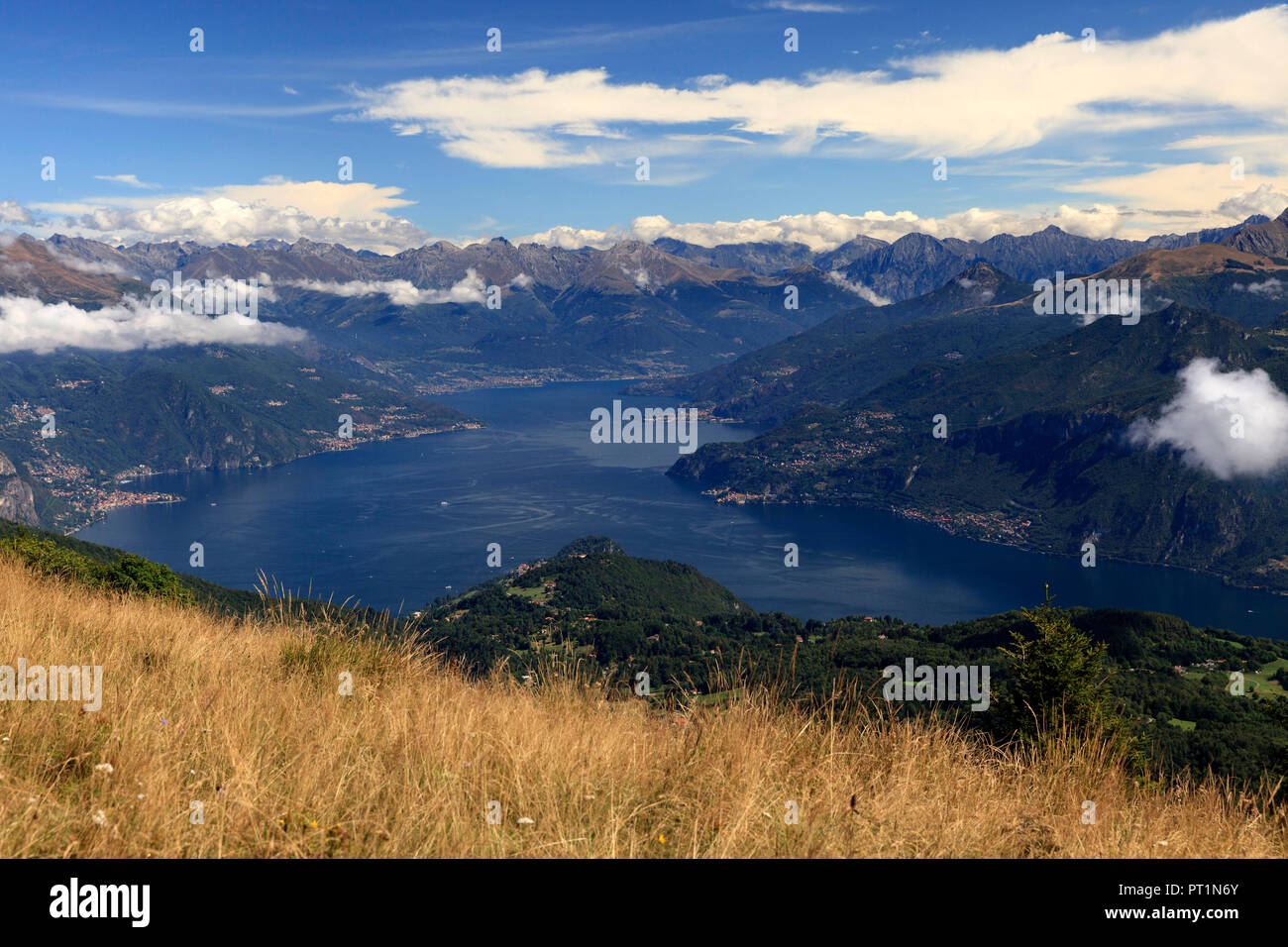 View on Como Lake from Monte San Primo, Triangolo Lariano, Bellagio, Province of Como, Lombardy, Italy Stock Photo