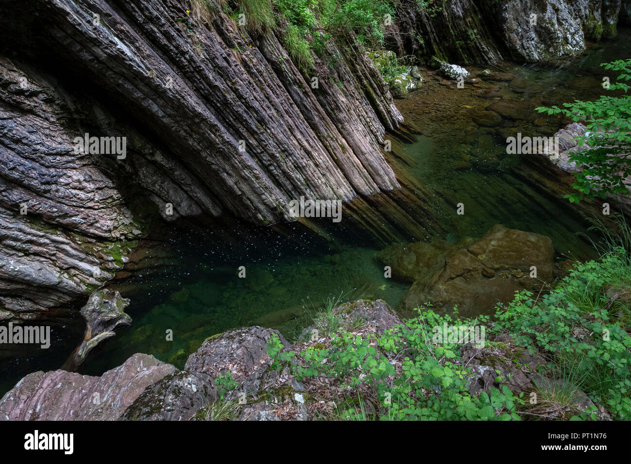 The Breggia gorges in Muggio Valley, Mendrisio District, Canton Ticino, Switzerland, Stock Photo