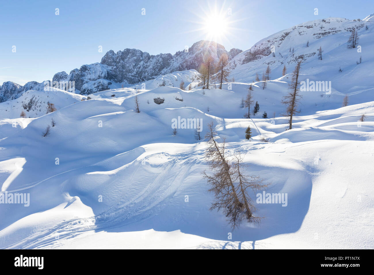 The north face of the Presolana covered in snow in winter, Val di Scalve,  Bergamo district, Lombardy, Italy, Southern Europe Stock Photo - Alamy