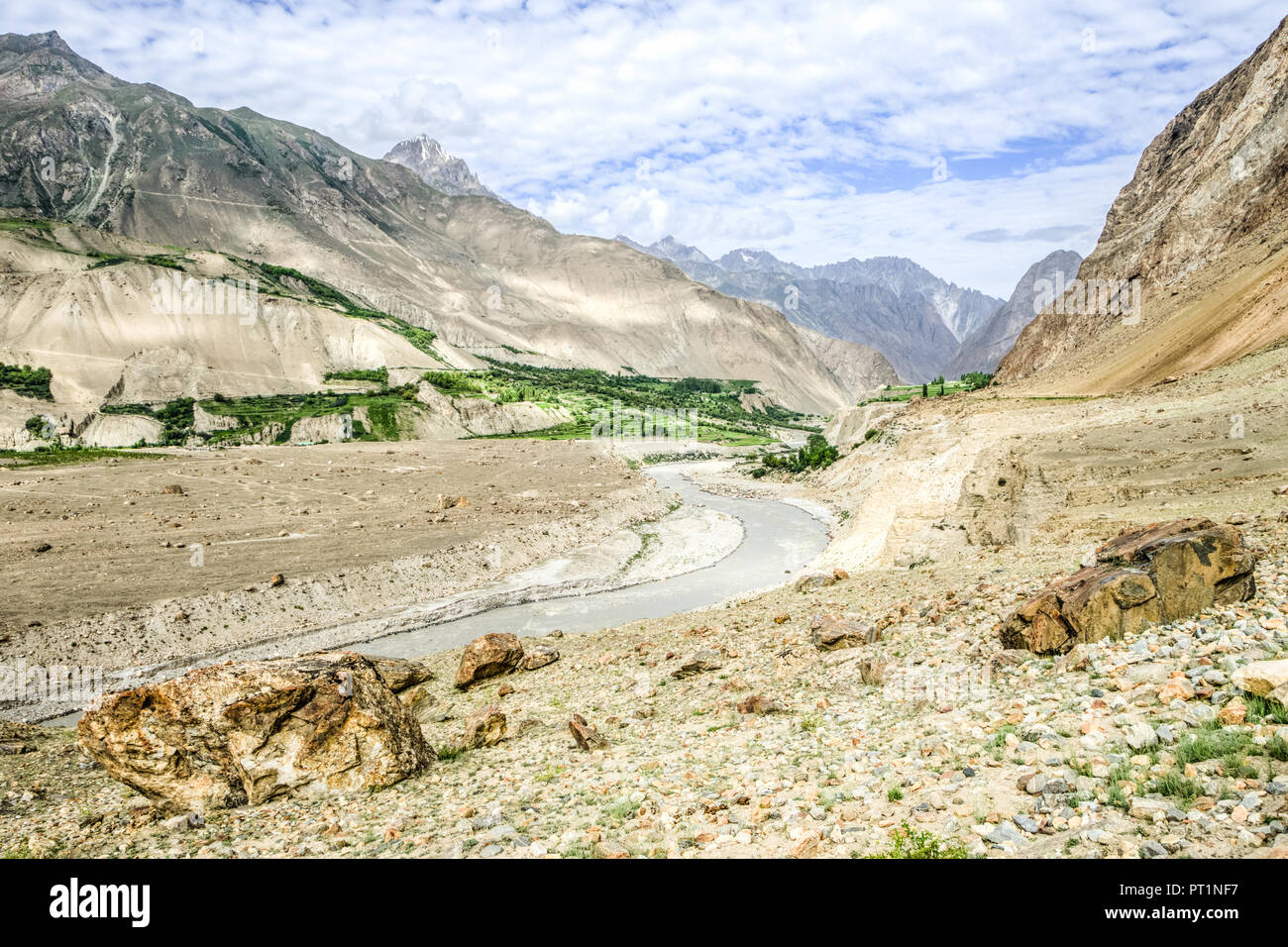 Korphe Village And Braldu River Near Askole Gilgit Baltistan Pakistan 