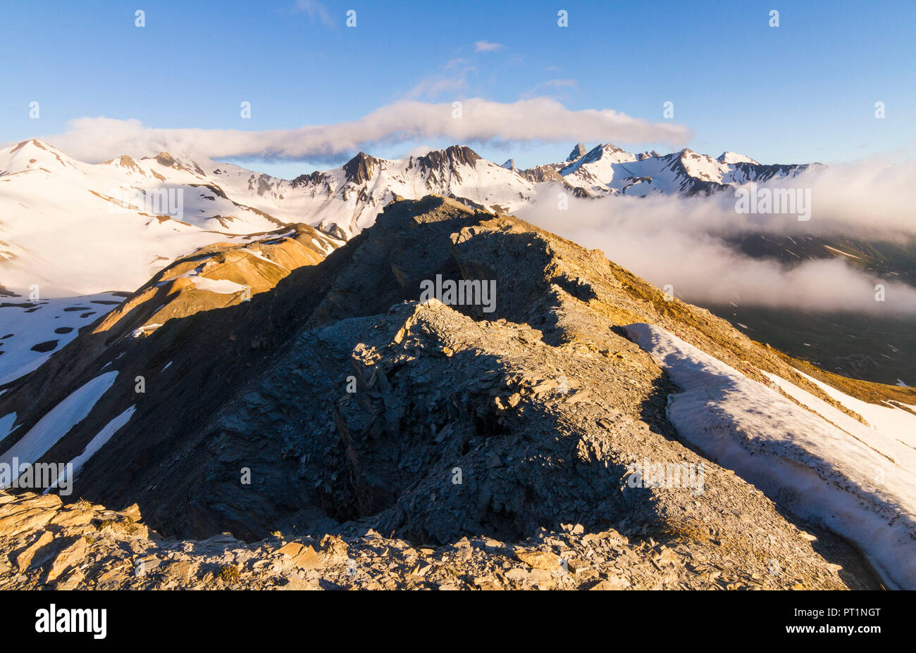 Panoramic view from Crete du Galibier, Col du Galibier, France, Europe Stock Photo