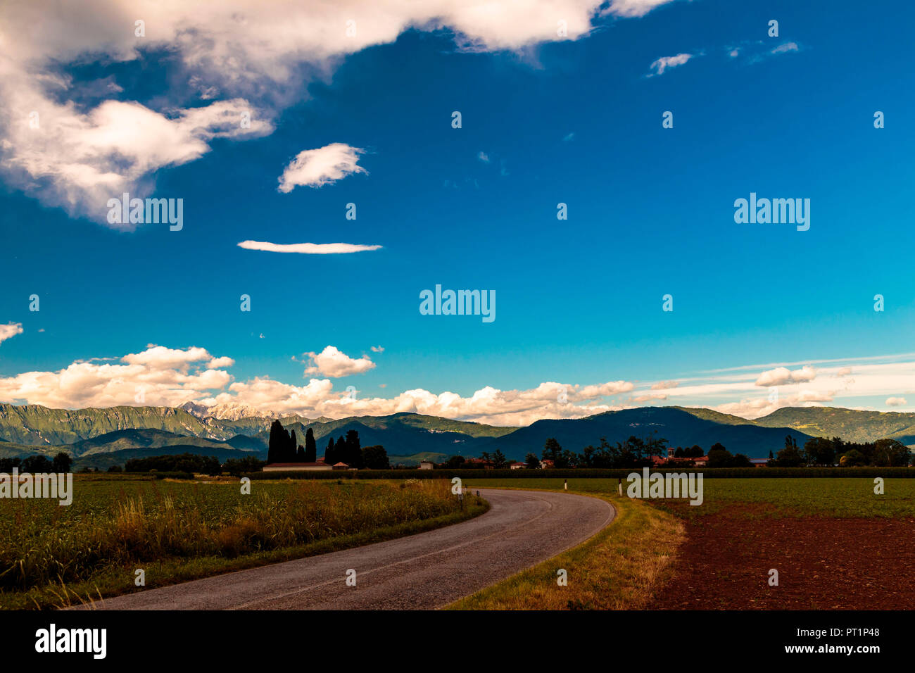 The storm is passed and the sky over the mountains of Friuli Venezia-Giulia is empty and clear, Udine Province, Italy Stock Photo