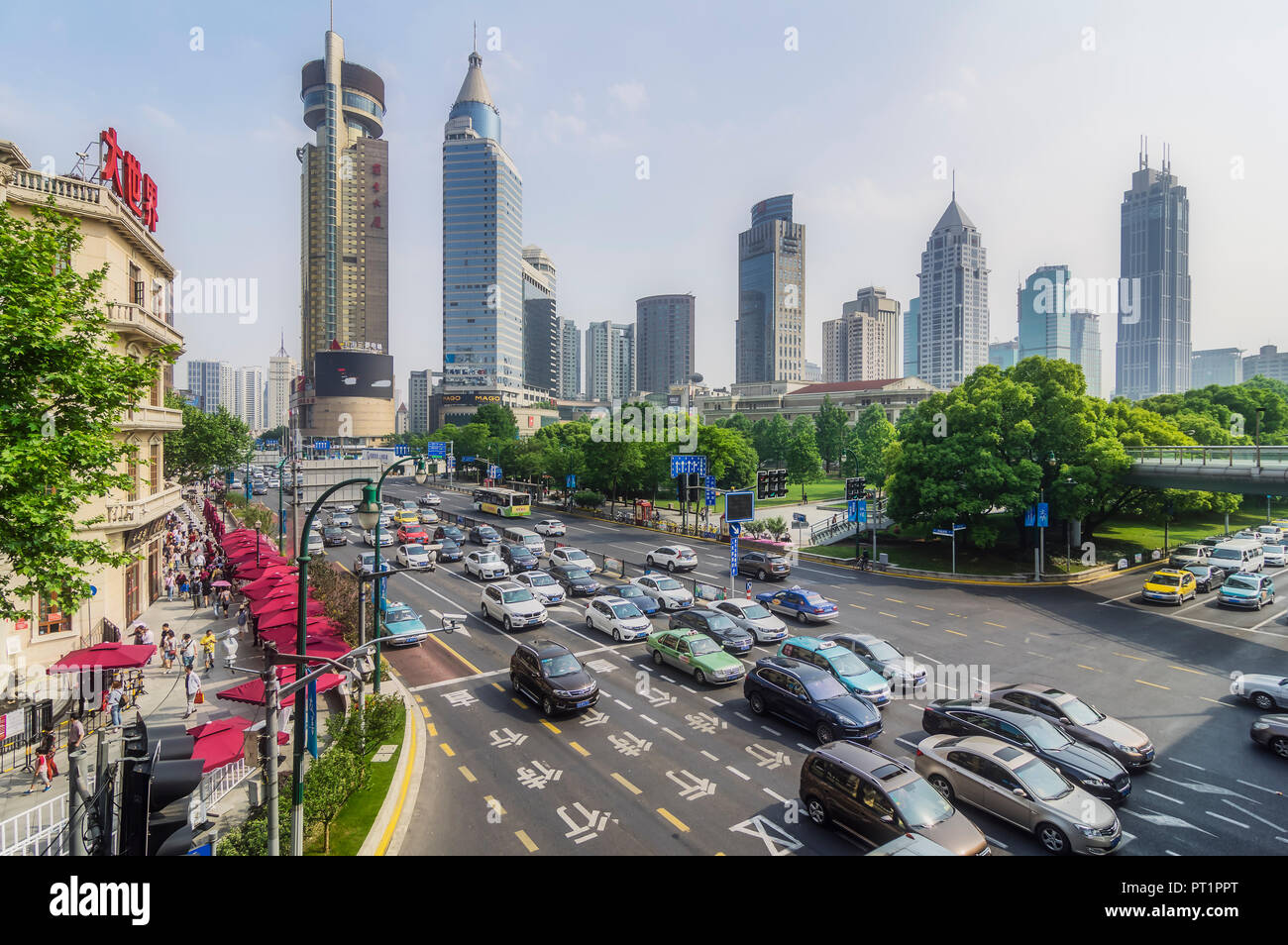 China, Shanghai, Lujiazui, view to skyline Stock Photo