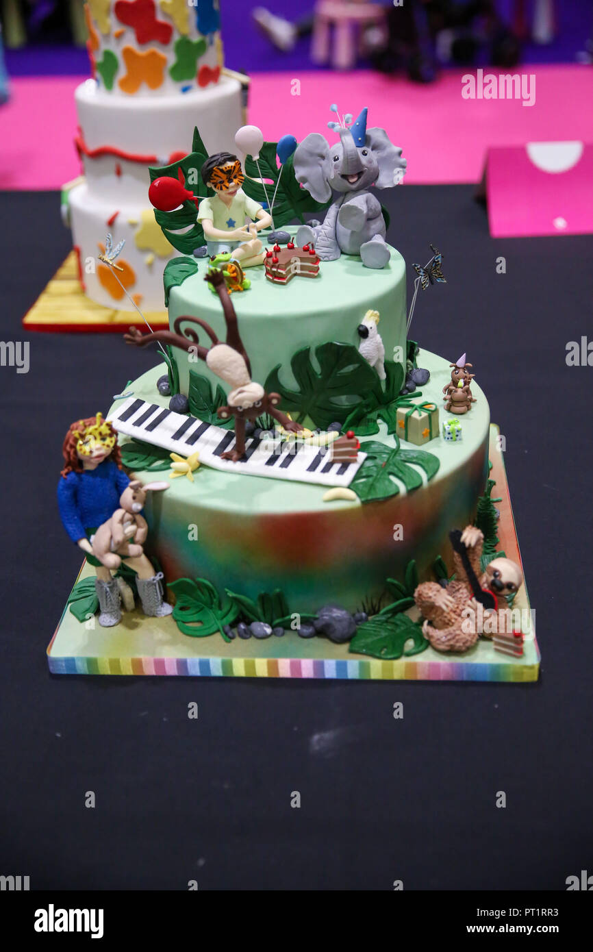 ExCeL London. UK 5 Oct 2018 Kids Birthday Cake Competition cake on display. The Cake and Bake