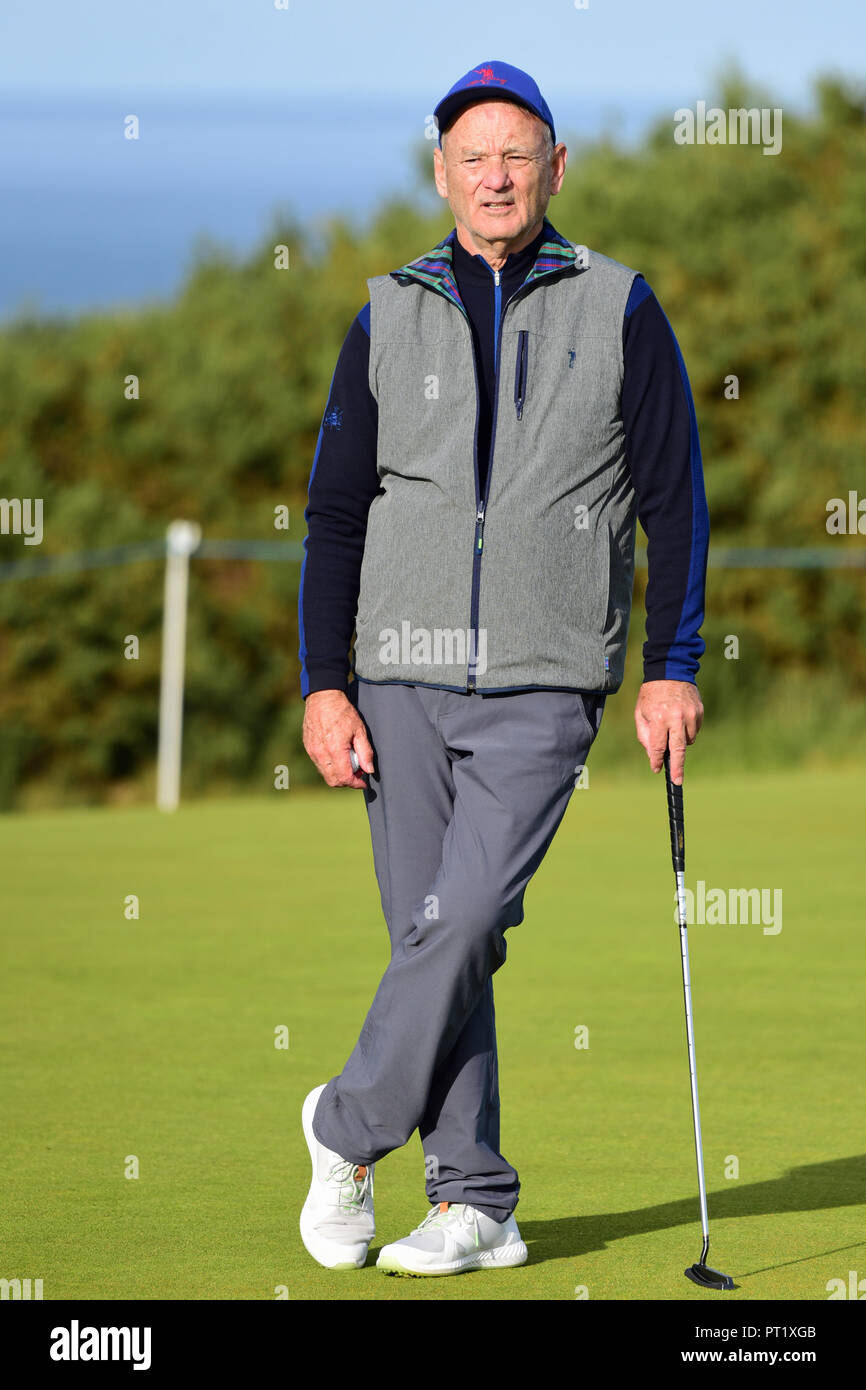 Kingsbarns, Scotland, United Kingdom, 05, October, 2018. Actor Bill Murray at Kingsbarns Golf Links during the Dunhill Links Championship. © Ken Jack / Alamy Live News Stock Photo
