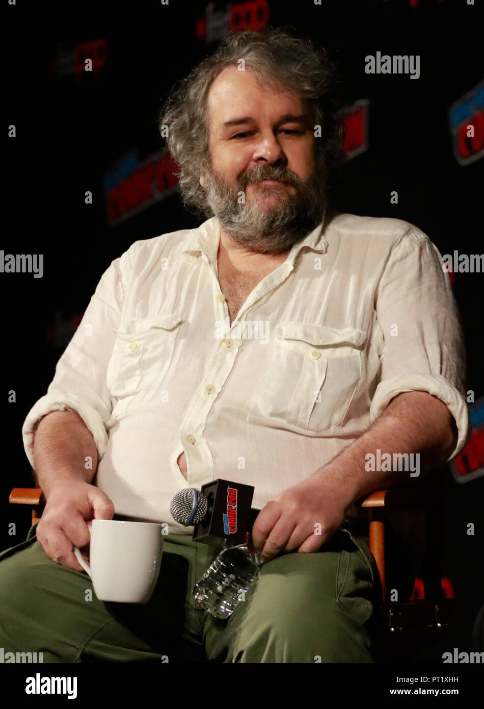 New York, NY, USA. 5th Oct, 2018. Peter Jackson at the Mortal Engines Panel during the 2018 New York Comic Con at The Jacob K. Javits Convention Center in New York City on October 5, 2018. Credit: Diego Corredor/Media Punch/Alamy Live News Stock Photo