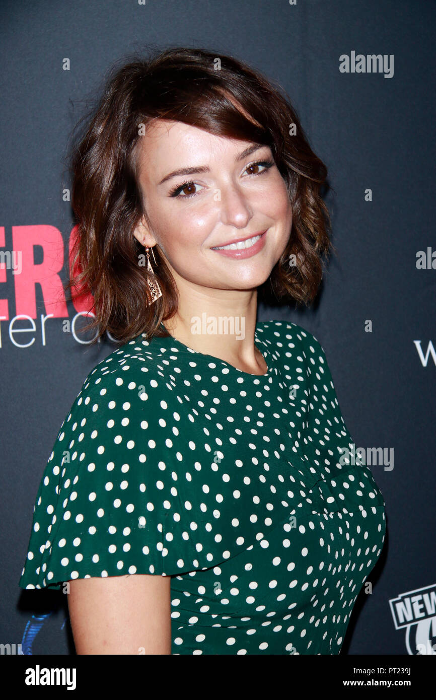 New York, USA. 5th Oct, 2018. Milana Vayntrub at the New York Comic Con Heroes After Dark Red Carpet Celebration at Stage48 in New York City on October 5, 2018. Credit: Diego Corredor/Media Punch/Alamy Live News Stock Photo