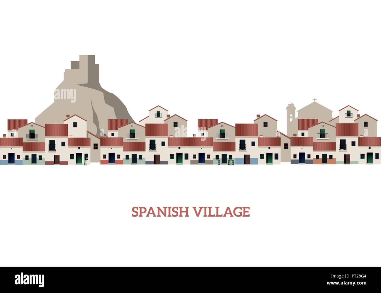 Typical Spanish Village. Vector Illustration Stock Vector