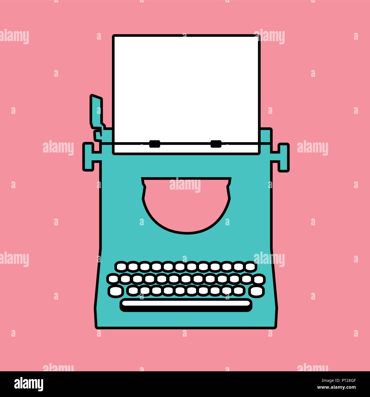 Logo style retro outlines. Typewriter. Vector Illustration Stock Vector