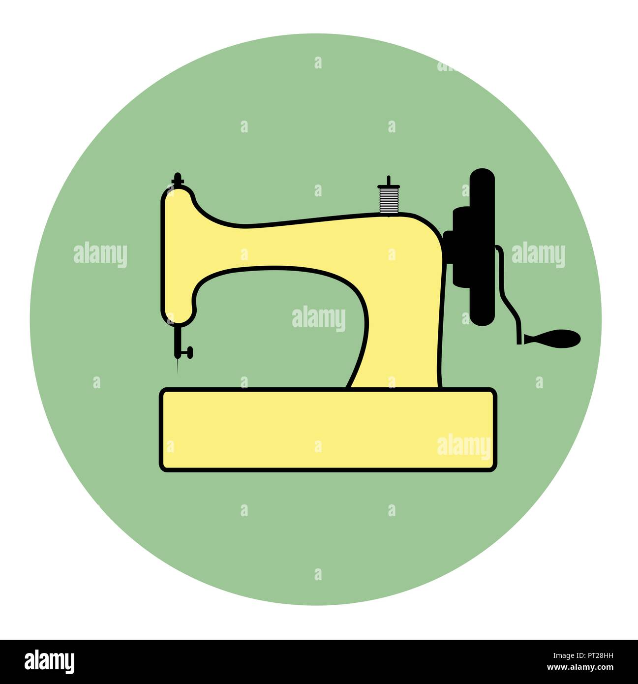 Logo style retro outlines. Sewing machine. Vector Illustration Stock Vector