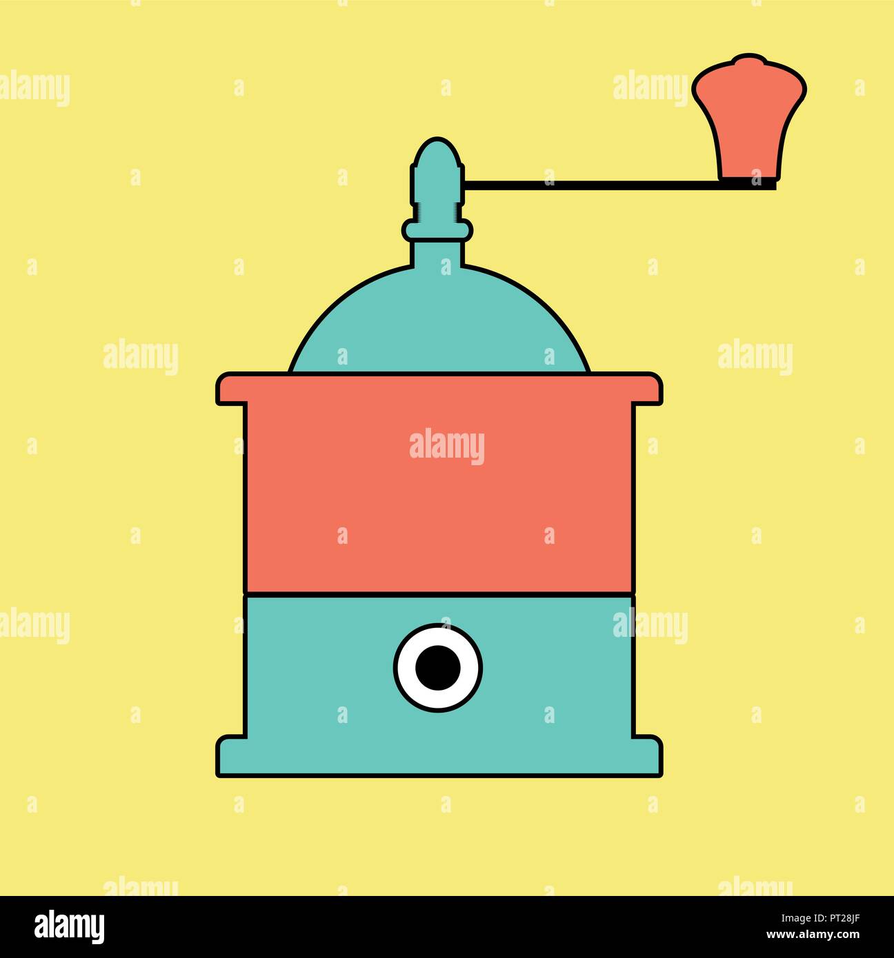 Logo style retro outlines. Coffee grinder. Vector Illustration Stock Vector