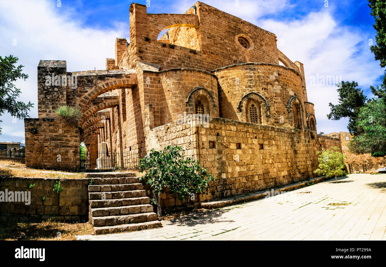 Old cathedral in Famagusta town,Cyprus,Turkish part. Stock Photo