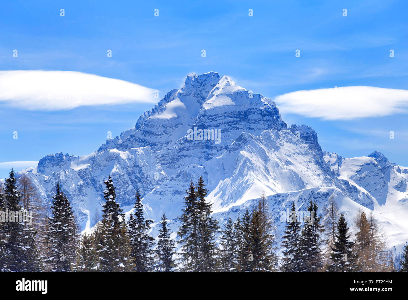 Clouds surround Piz Ela, Landwasser Valley, Albula Valley, District of Prattigau / Davos, Canton of Graubünden, Switzerland, Europe, Stock Photo