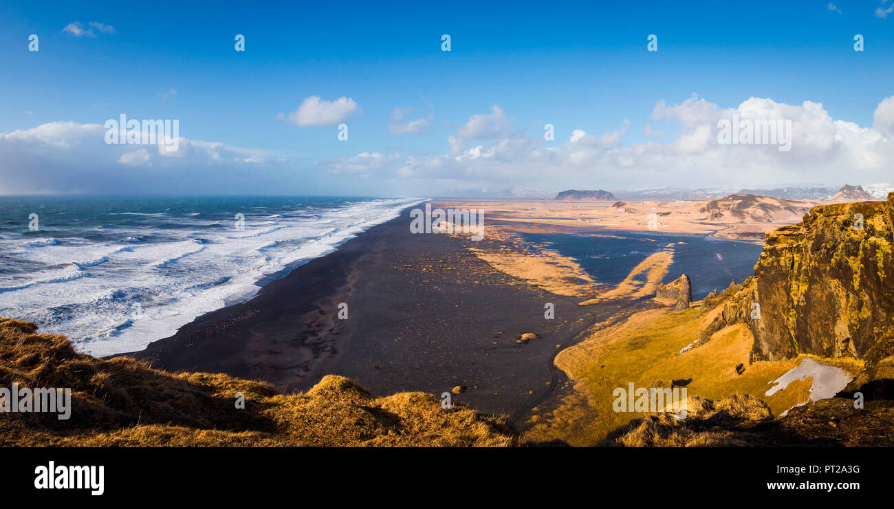 Solheimfjara beach from Dyrholaey viewpoint, southern Iceland Stock Photo