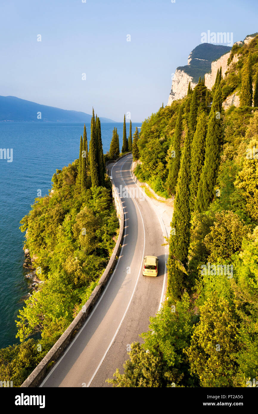 Scenic SS45 road on the west side of Garda Lake, Brescia district, Lombardia, Italy Stock Photo