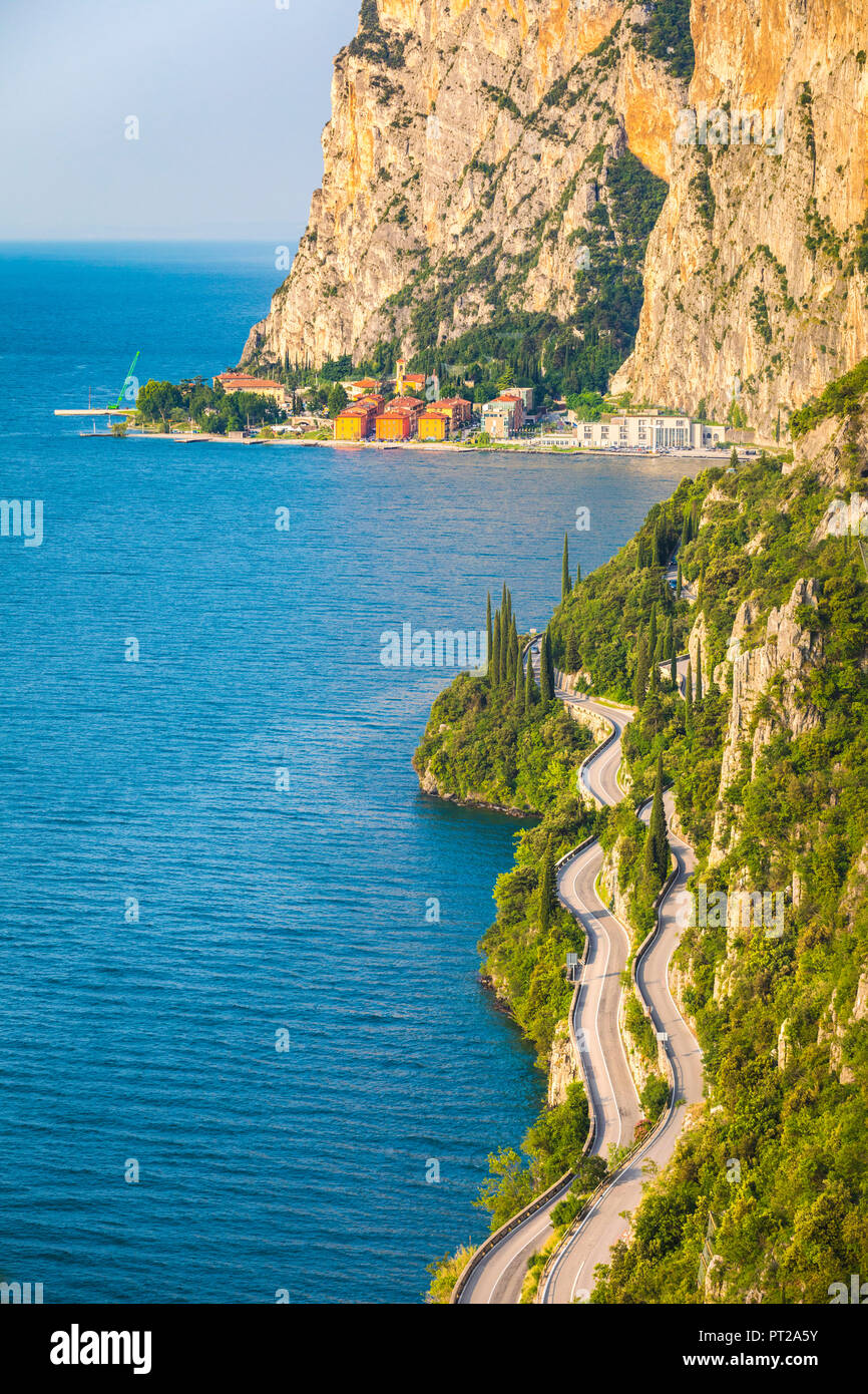 Scenic SS45 road on the west side of Garda Lake, Brescia district, Lombardia, Italy Stock Photo