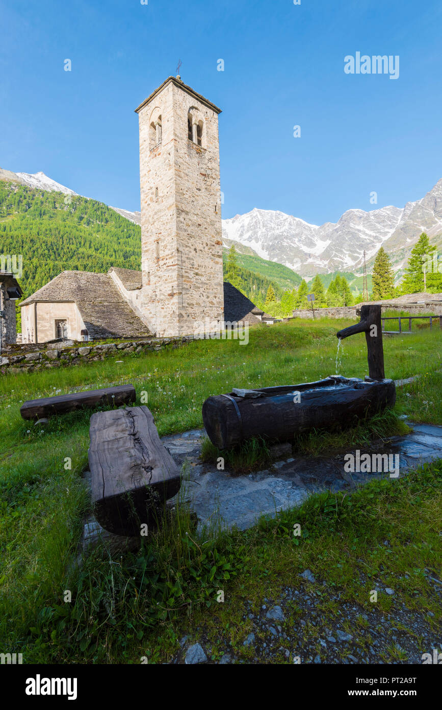Old church of Staffa, Macugnaga, Valle Anzasca, Ossola, Pennine Alps, Italian alps, Italy Stock Photo