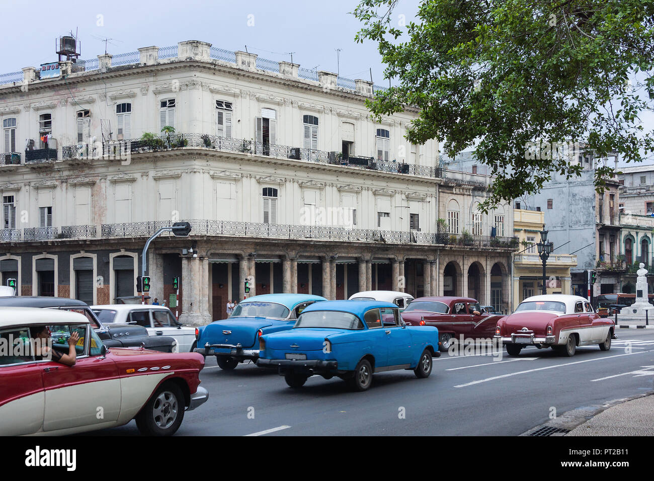 Cuba, Havana, La Habana, Parque Central, classic car Stock Photo