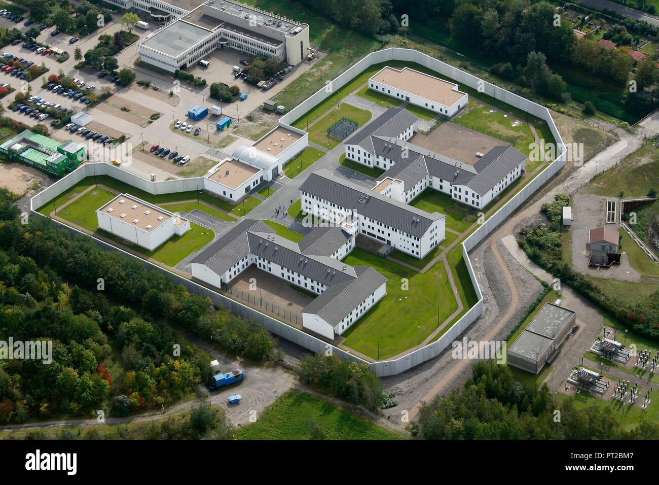 Aerial view, forensics Wanne-Eickel, Herne, Ruhr area, North Rhine-Westphalia, Germany, Europe Stock Photo
