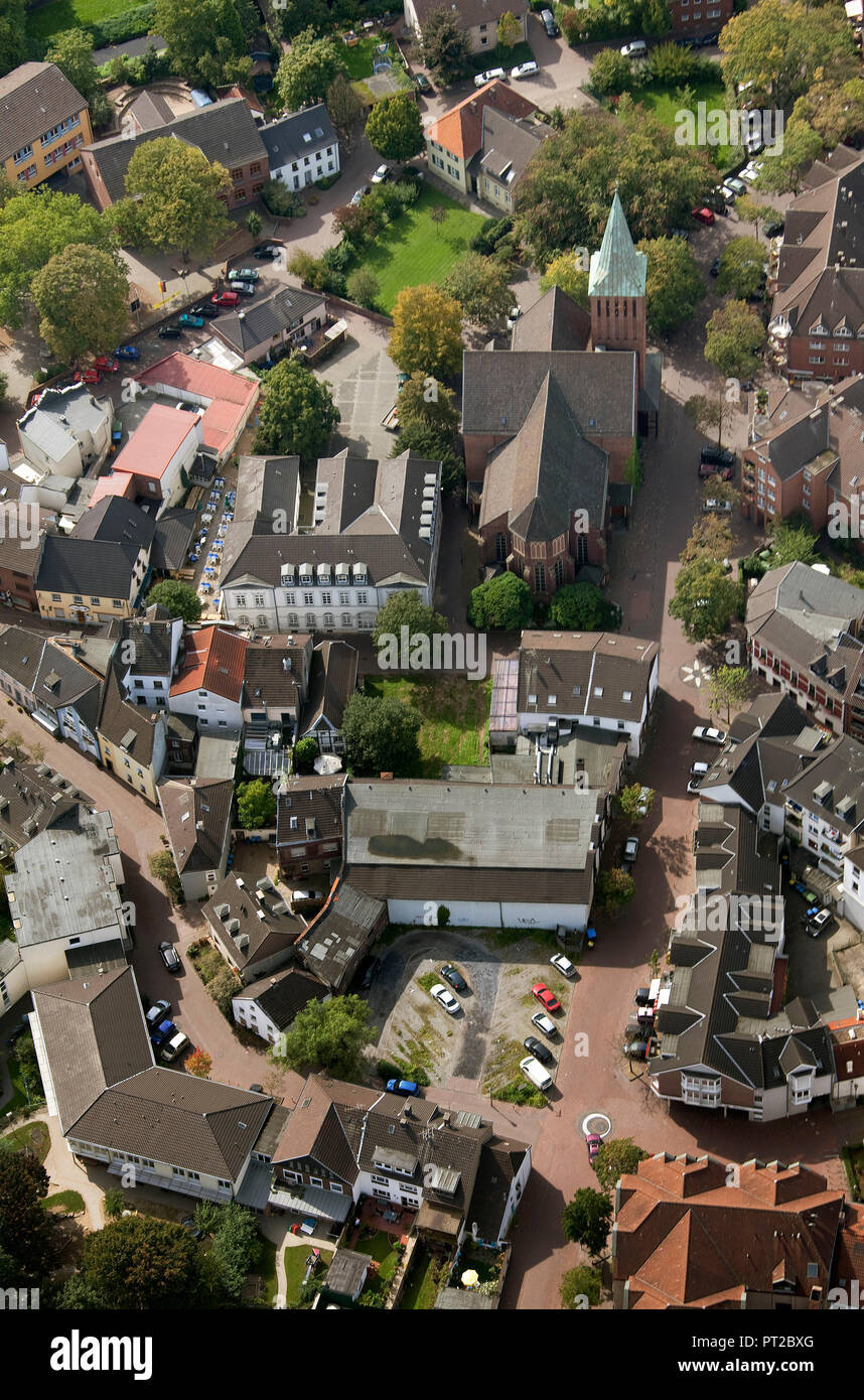 Aerial view, parish office St. Vincentius, old town, city center, Dinslaken, Ruhr area, Lower Rhine, North Rhine-Westphalia, Germany, Europe Stock Photo