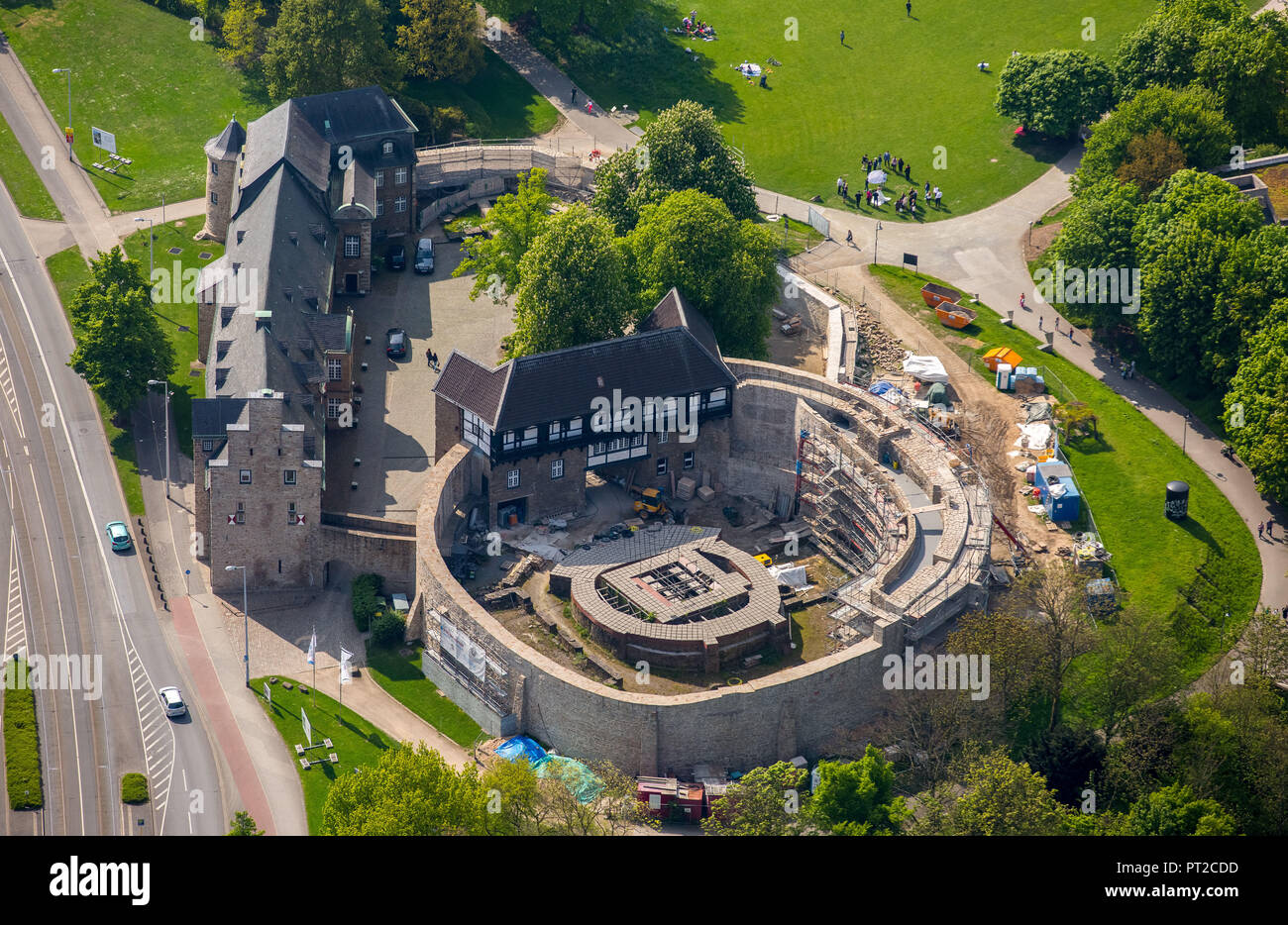 Restorations castle Broich, Mülheim an der Ruhr, Ruhr area, North Rhine-Westphalia, Germany, Europe Stock Photo