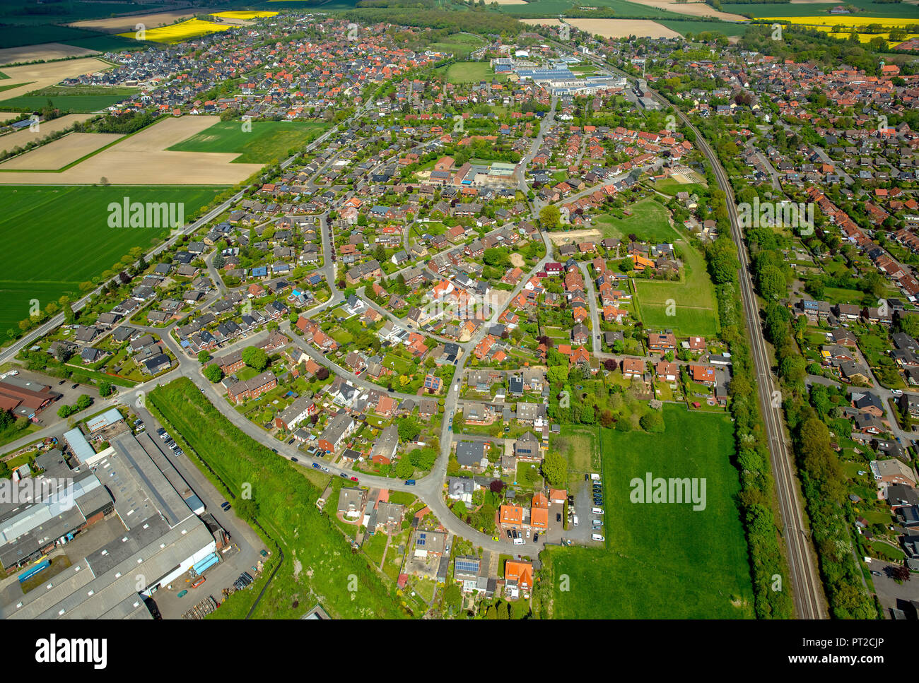Overview of Drensteinfurt, Drensteinfurt, Münsterland, North Rhine-Westphalia, Germany, Europe Stock Photo