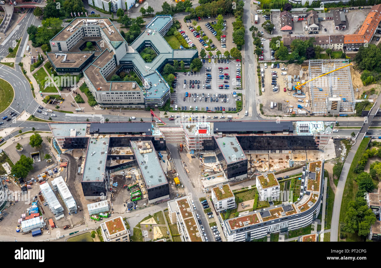 Funke Medien-Campus new building at Segerothstraße Berliner Platz, Westdeutsche Allgemeine Zeitung, media group, new head office, Grüne Mitte Essen, Essen, Ruhr area, North Rhine-Westphalia, Germany Stock Photo