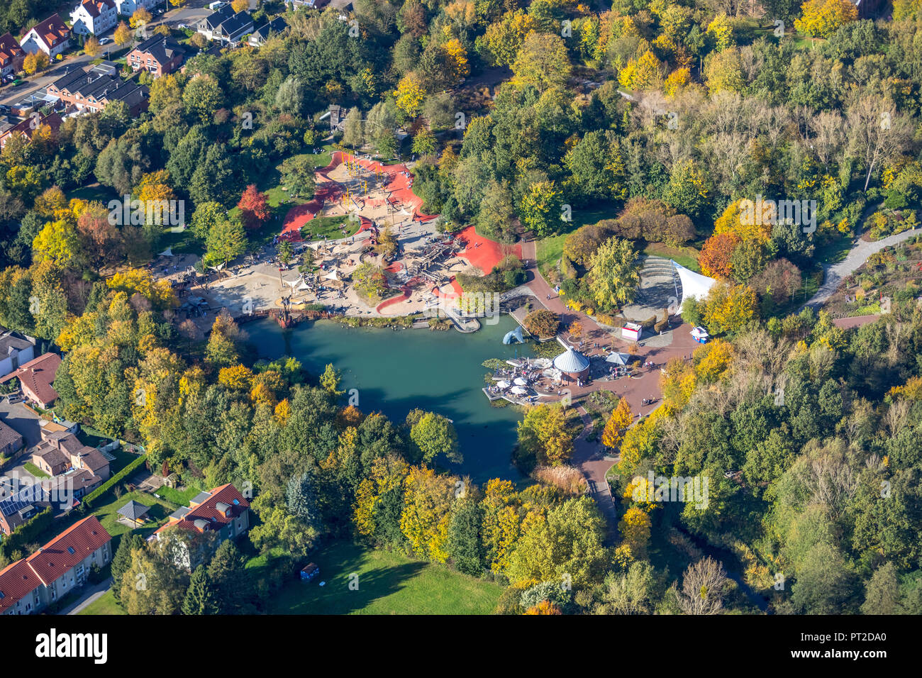 Water playground in Maxipark, MaxiPark, Maxi Park, former Landesgartenschau Maximilianpark  Hamm with glass elephant, Hamm East, Hamm, Ruhr area, North  Rhine-Westphalia, Germany Stock Photo - Alamy