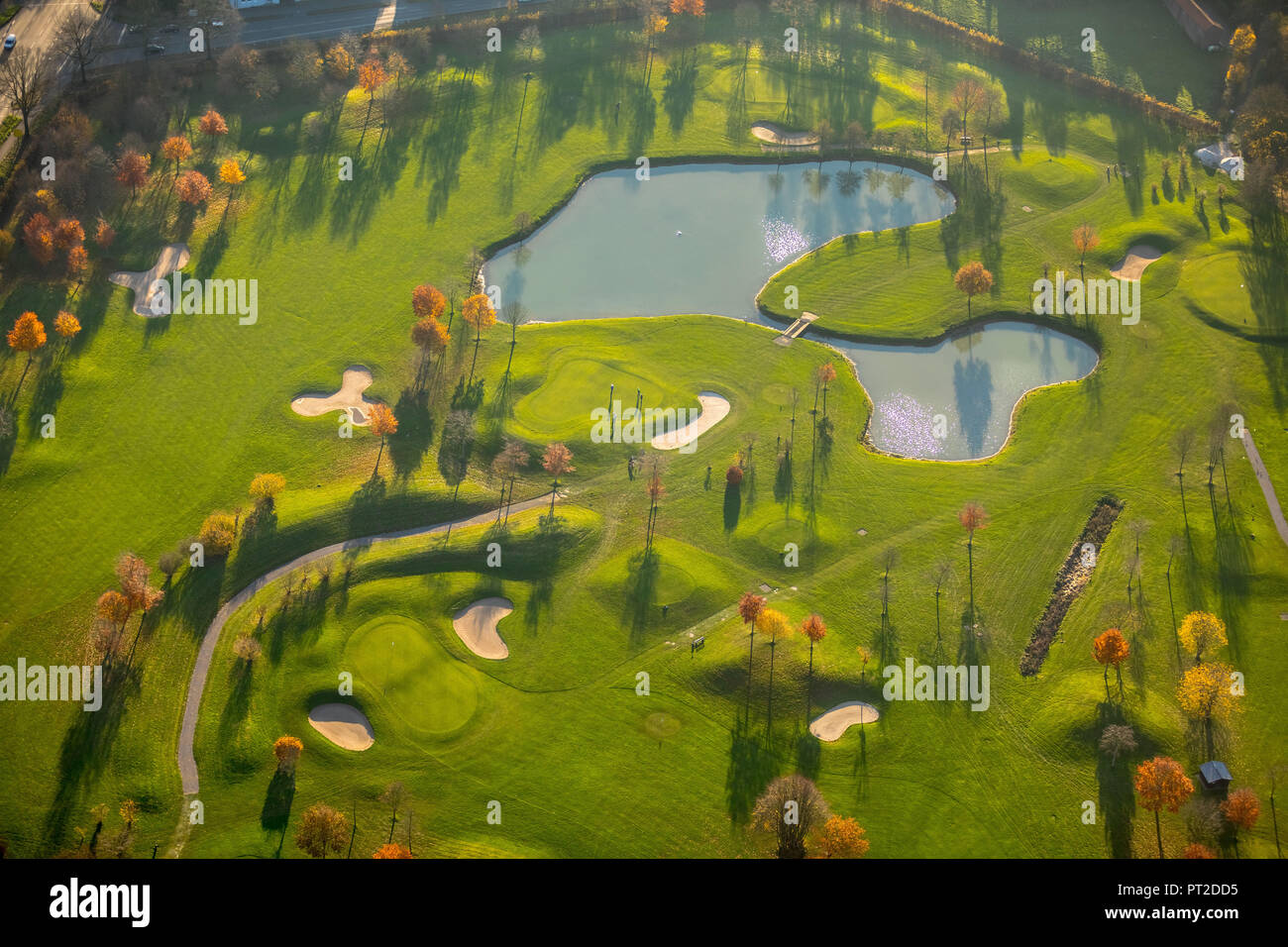 Golf Club Am Kloster-Kamp eV, Golf Course at Kamp Abbey, GOBA Kamp-Lintfort GmbH, Greens, bunkers, hedges, Kamp-Lintfort, Ruhr area, Lower Rhine, North Rhine-Westphalia, Germany Stock Photo