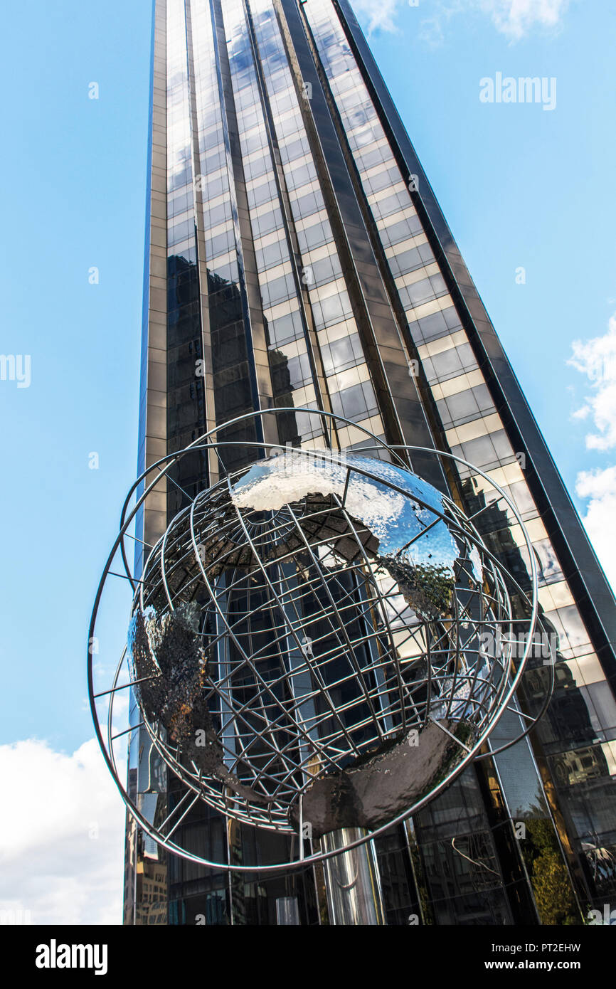 World globe at Columbus Circle of New York in the USA Stock Photo