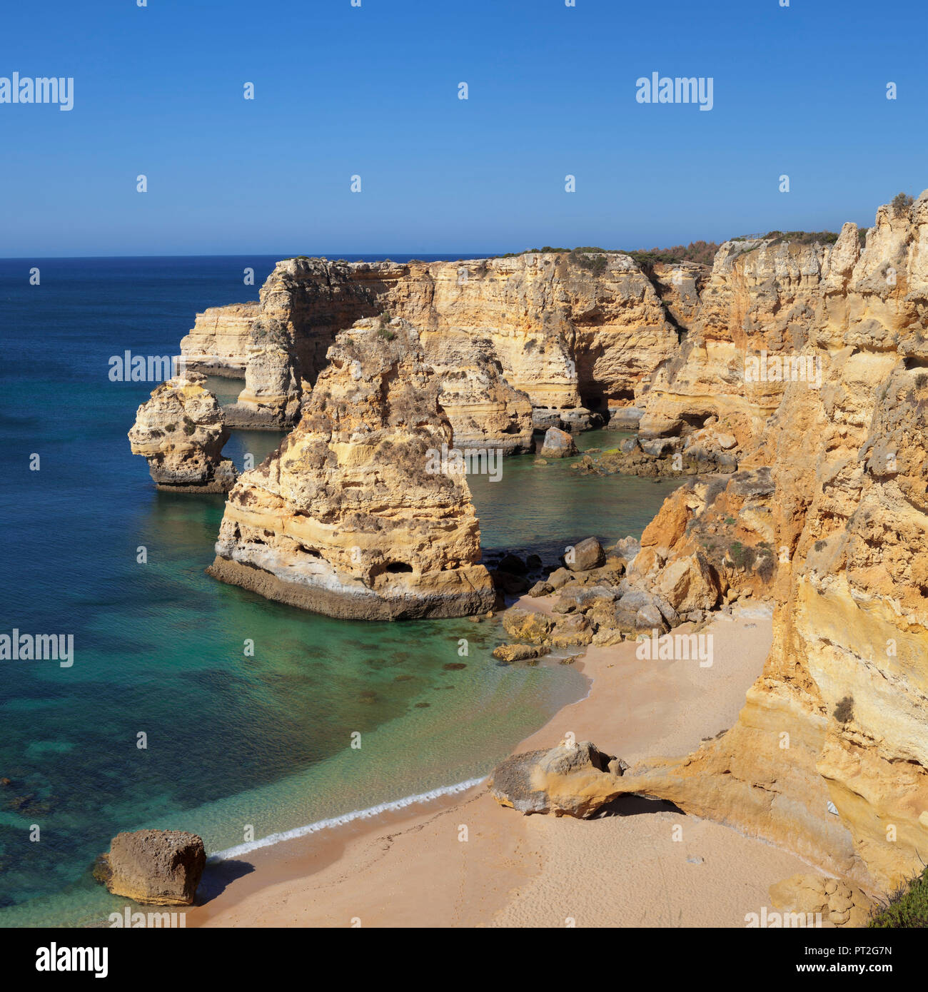 Praia da Marinha beach, rocky coast, at Lagoa, Algarve, Portugal Stock Photo