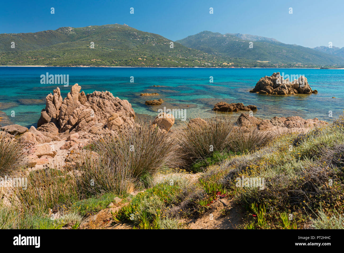 Coast in the bay of Propriano, Corse du Sud, Corsica, France Stock Photo