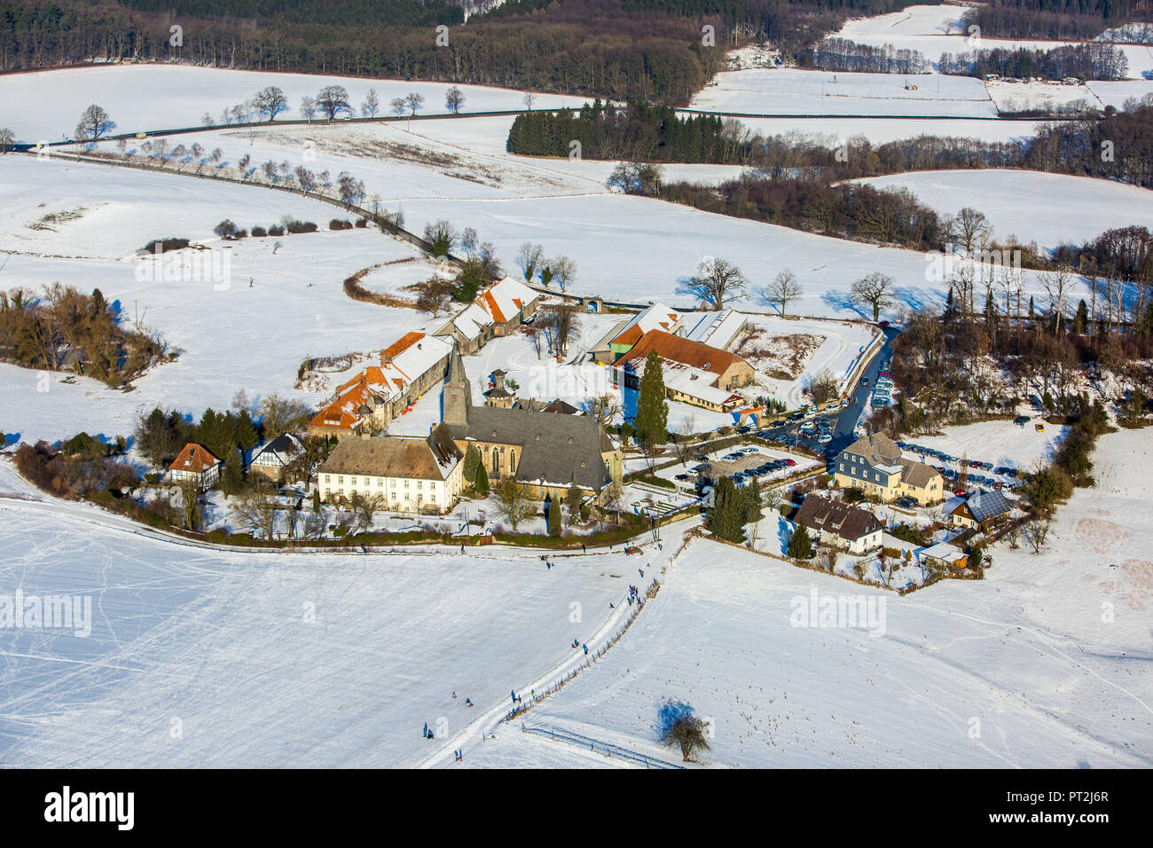 Oelinghausen Monastery in winter, Arnsberg, Neheim-Hüsten, Sauerland, North Rhine-Westphalia, Germany Stock Photo