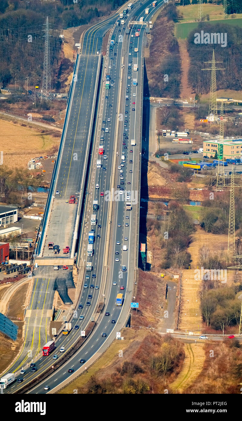 Construction site Lennetal bridge, motorway A45, Hagen, Ruhr area, North Rhine-Westphalia, Germany Stock Photo