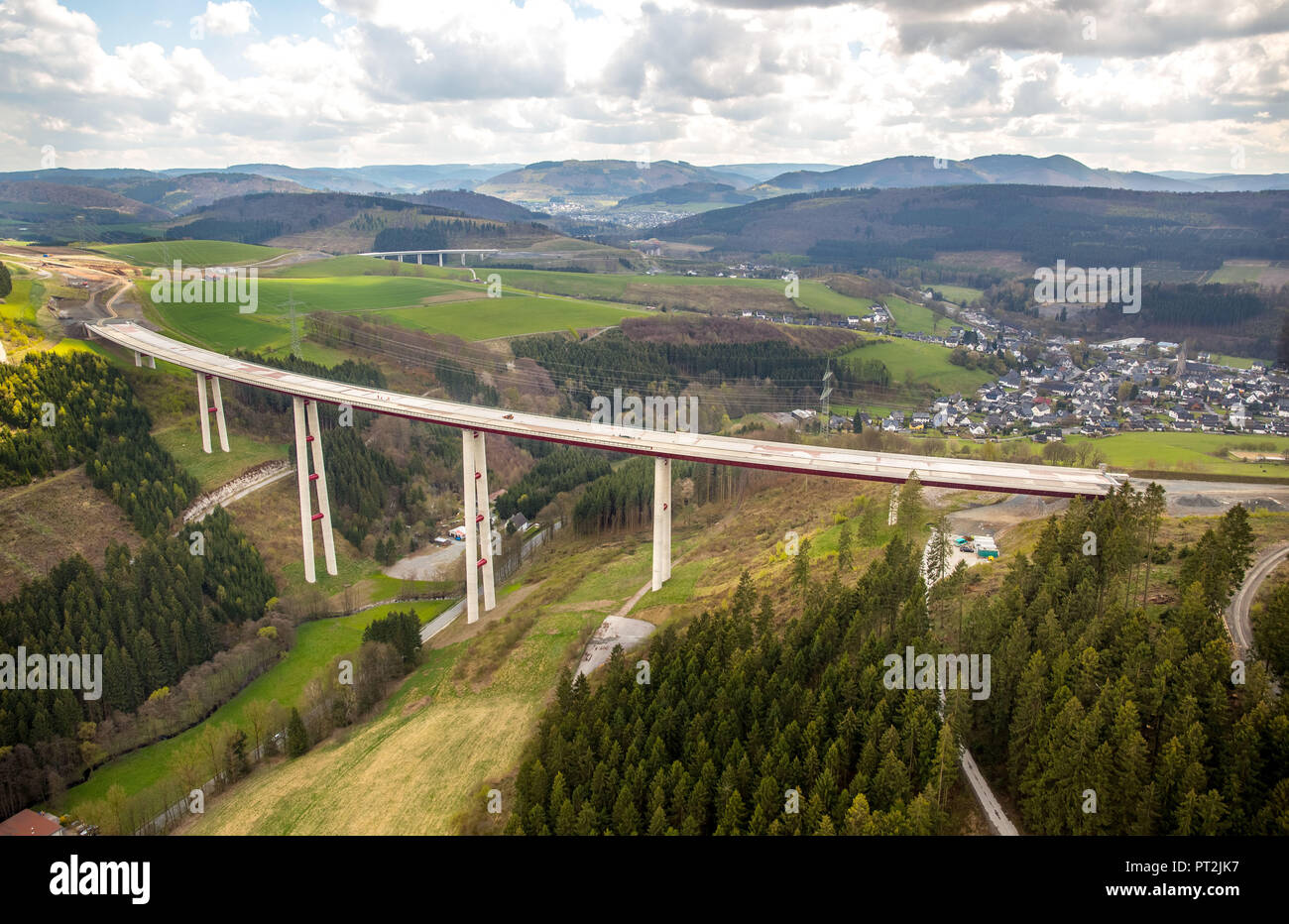 Sauerland Bridge, development of the A46 motorway, Bestwig, Sauerland, North Rhine-Westphalia, Germany Stock Photo