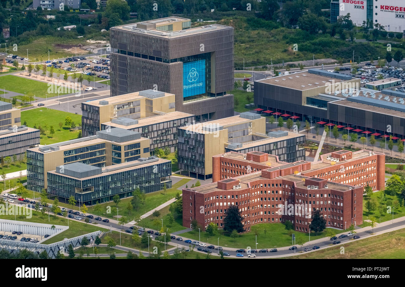 ThyssenKrupp Headquarters Essen, ThyssenKrupp headquarters is the headquarters of ThyssenKrupp AG in the western district ofEssen, Kruppgürtel, Essen, Ruhr area, North Rhine-Westphalia, Germany Stock Photo