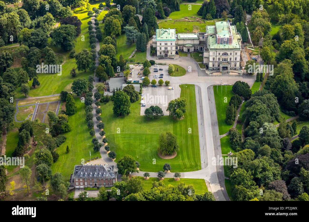 Villa Hügel with Alfried Krupp von Bohlen and Halbach Foundation, country estate of the industrialist Alfred Krupp from the 19th century with ornate rooms and park, Essen, Ruhr area, North Rhine-Westphalia, Germany Stock Photo