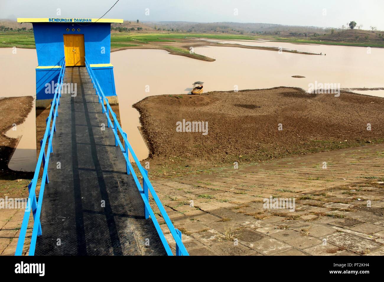 Eve Upset pond The long dry season caused the water discharge in the Dawuhan Dam in Madiun  District to continue to shrink. As a result, the 2,823 hectare dam is now  no longer able to