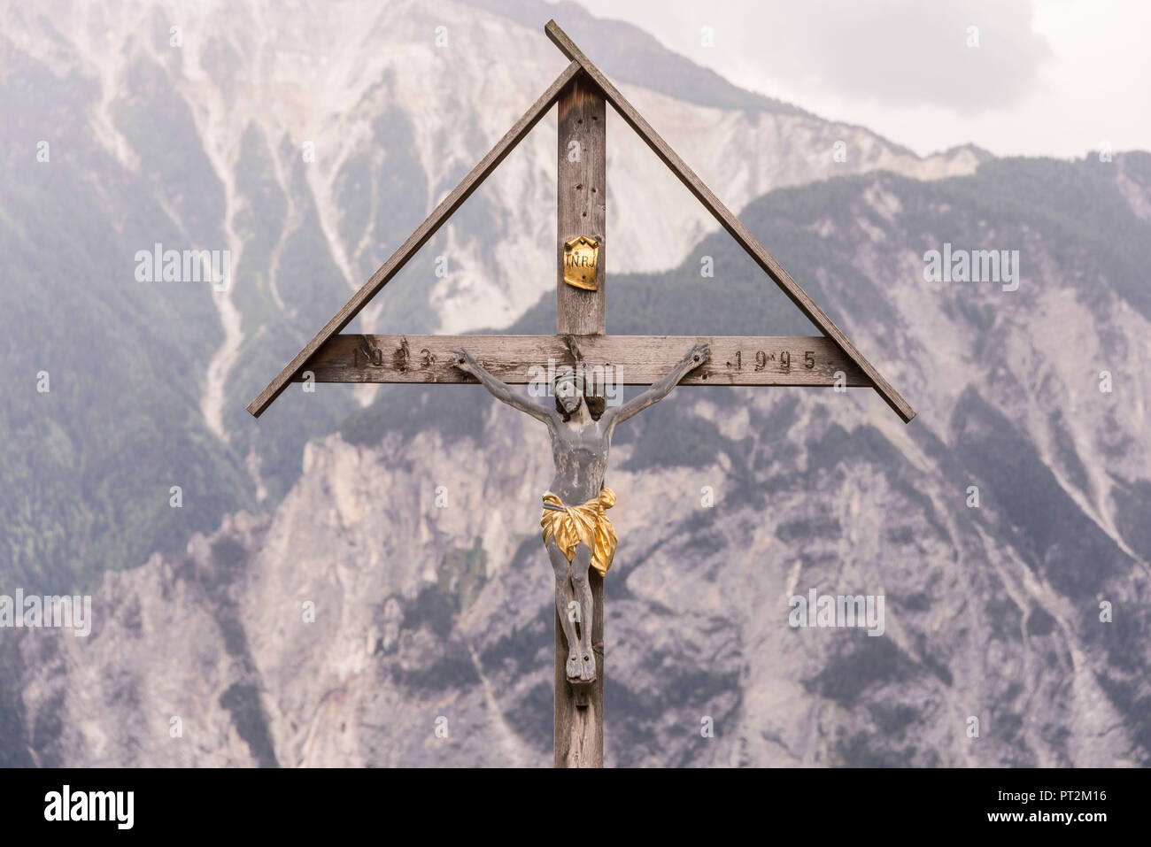 Switzerland, canton Valais, district Leuk, Albinen, cemetery, cross Stock Photo