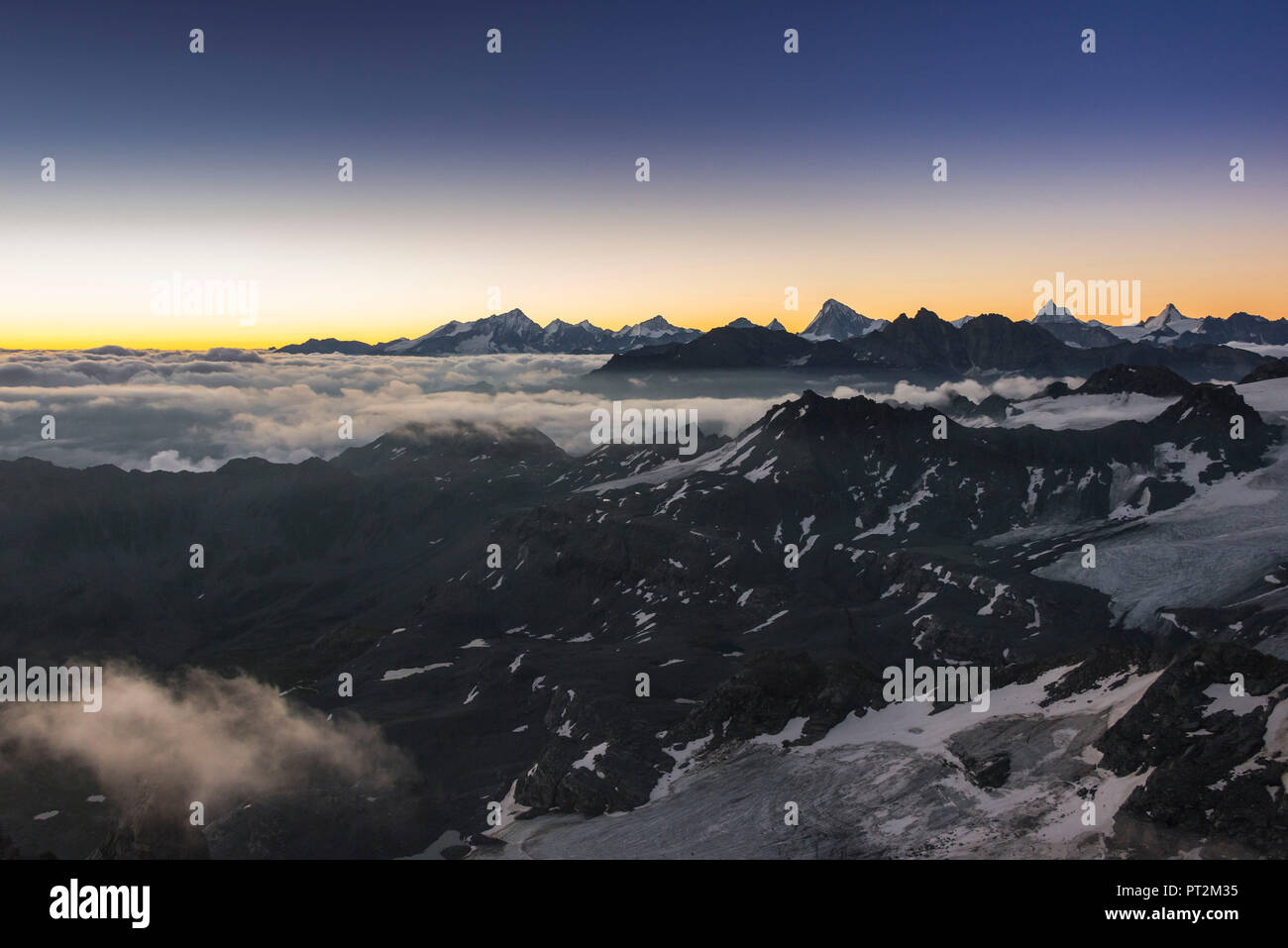 Switzerland, canton Valais, district Entremont, Verbier, sunrise, 3329 m high Mont-Fort Stock Photo