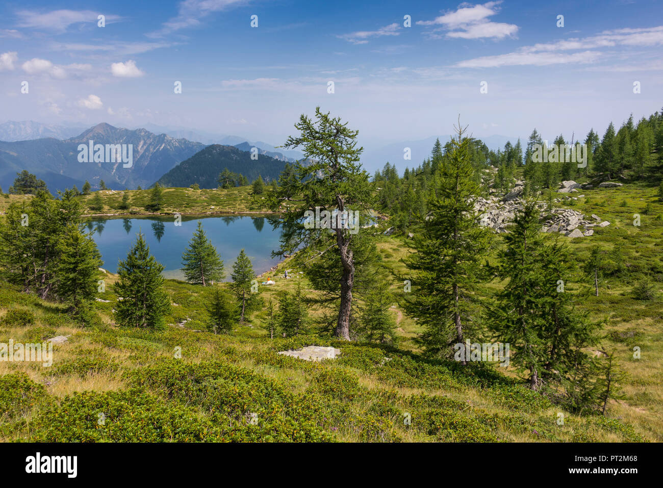 Mountain lake of Salei above the Salei hut, Onsernone valley, district Locarno, Ticino, Switzerland Stock Photo