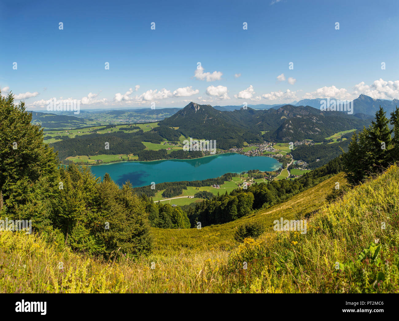 Austria, Salzkammergut, Fuschl am See, Fuschlsee, view from Filbling, Stock Photo