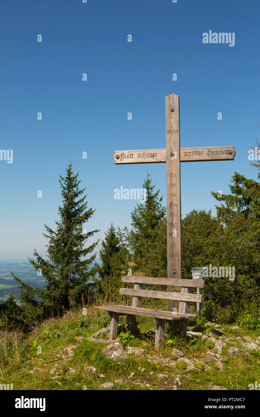 Austria, Salzkammergut, Fuschl am See, Fuschlsee, Filbling, summit cross Stock Photo
