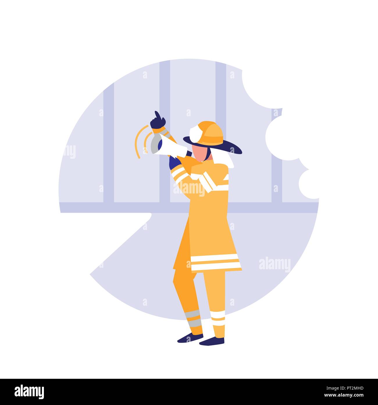 firefighter with megaphone avatar character vector illustration design ...