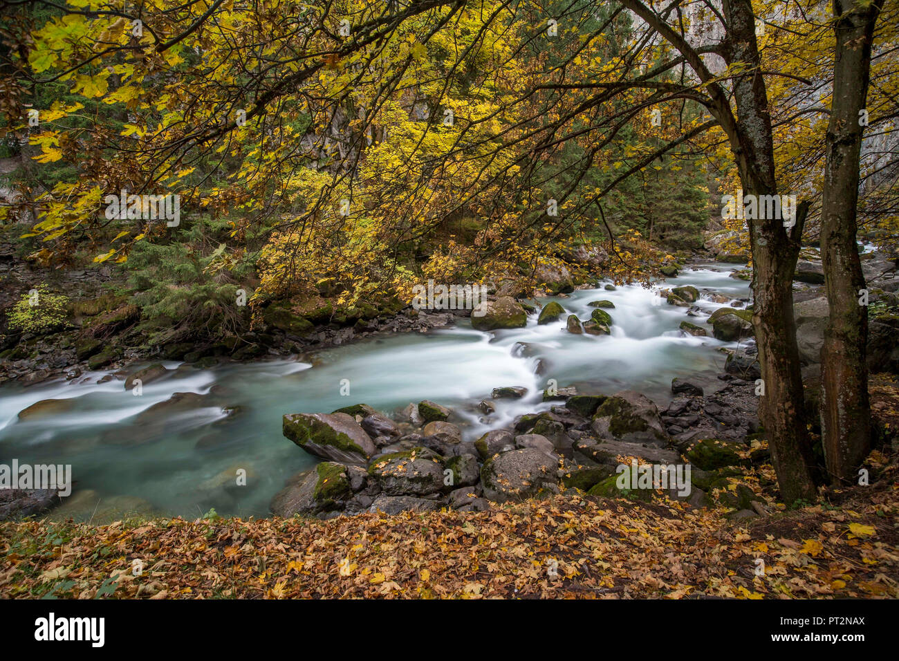 River in Orrido di Pré-Saint-Didier, Valdigne, Aosta Valley, Italy Stock Photo