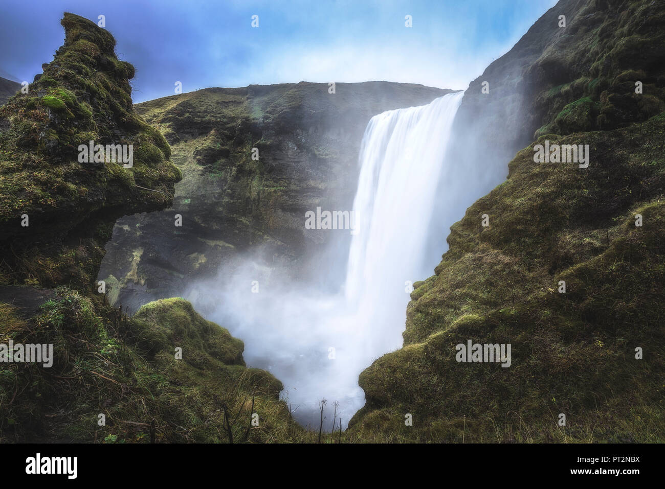 Skogafoss waterfall, Skogar, Gardabaer, Capital Region, Iceland, Europe Stock Photo