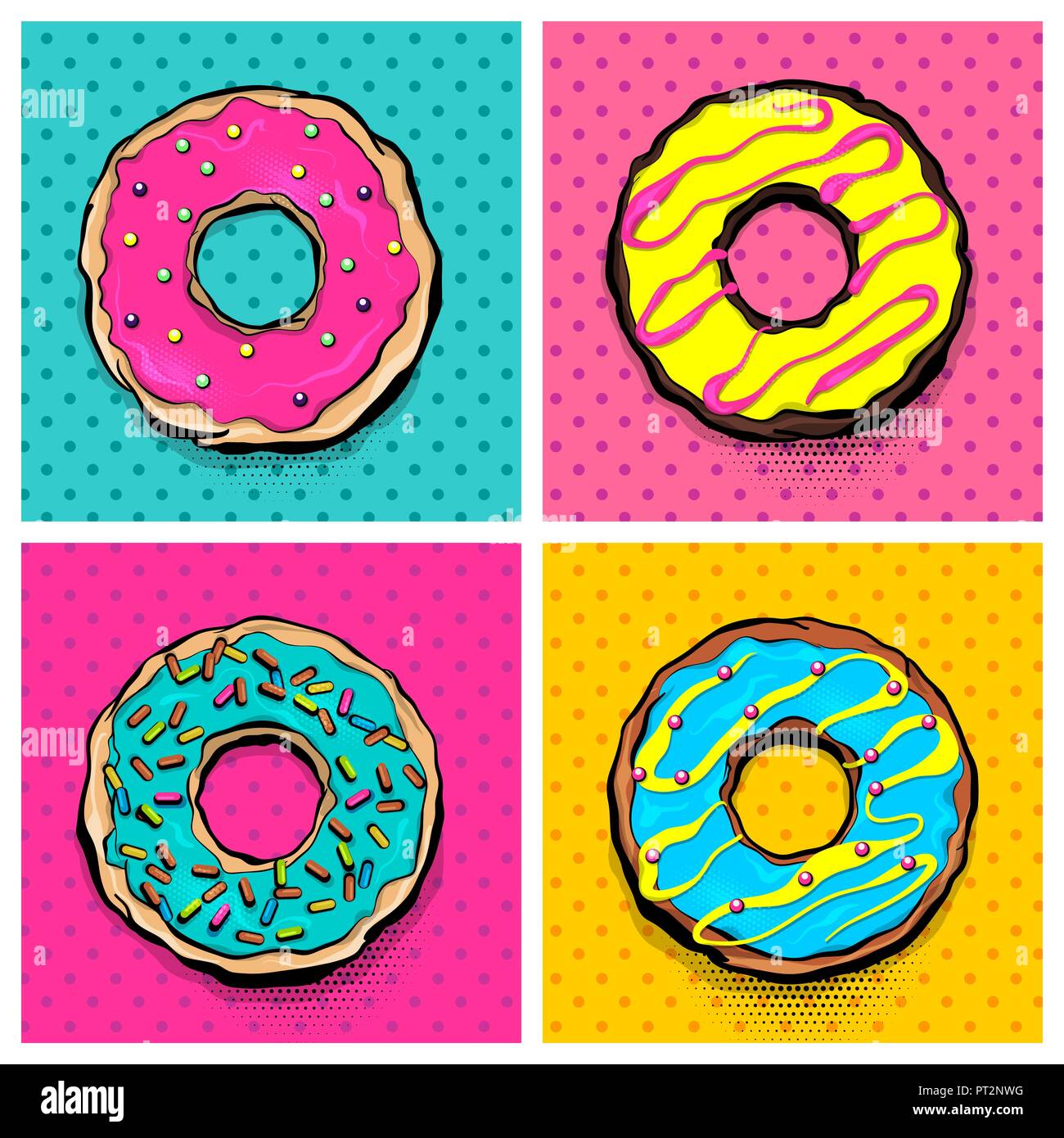 Doughnut donut cartoon pop art Stock Vector Image & Art - Alamy