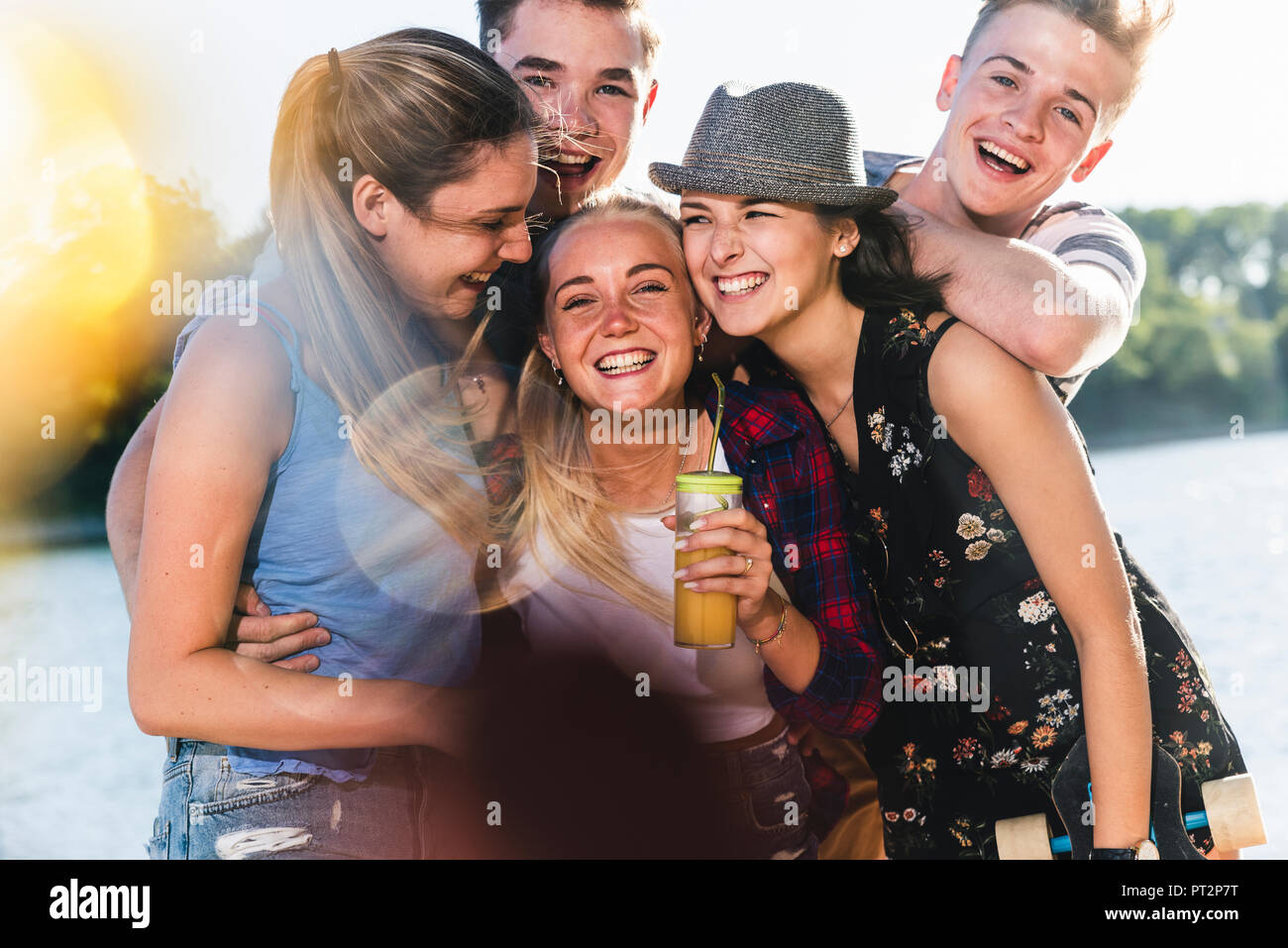 Portrait happy group friends hi-res stock photography and images - Alamy