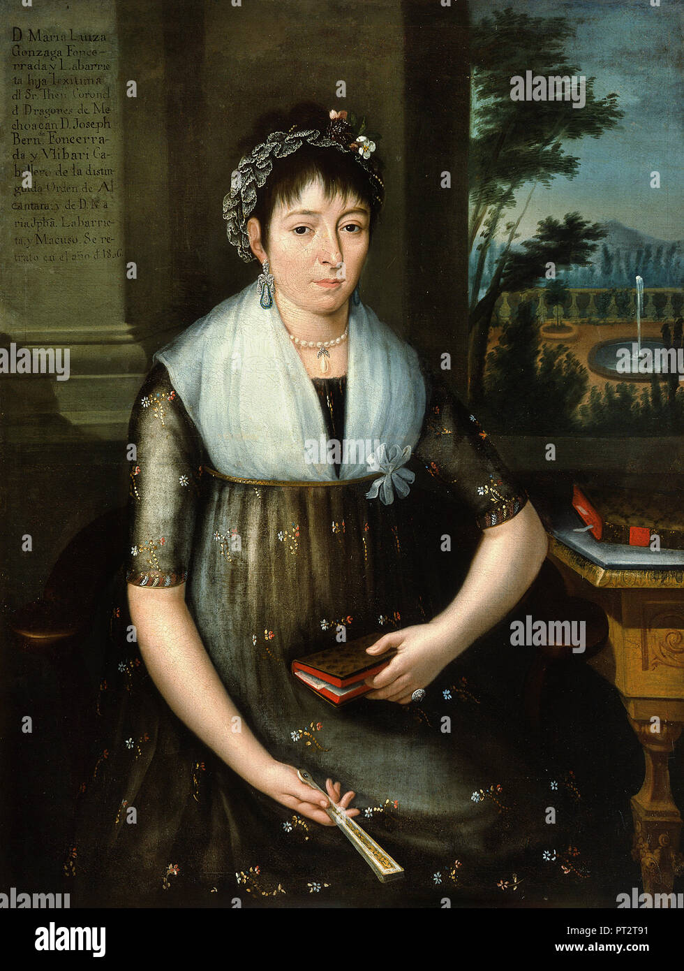 Jose Maria Vazquez, Portrait of Dona Maria Luisa Gonzaga Foncerrada y Labarrieta, Oil on canvas, Museo Nacional de Arte, Mexico City, Mexico. Stock Photo